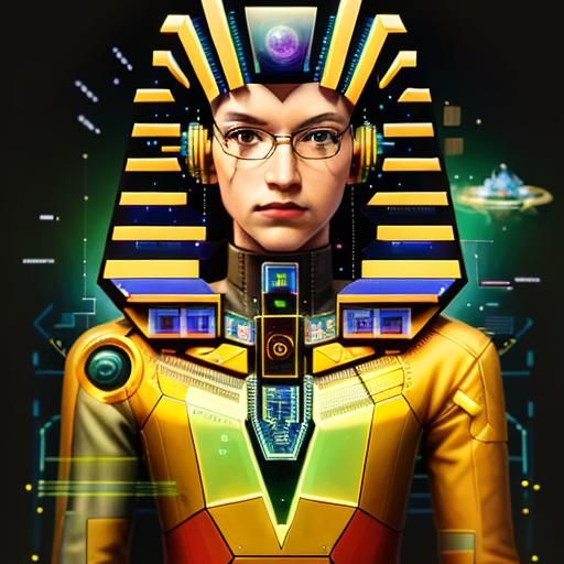 Retrofuturistic Matrix of Code and Circuitry