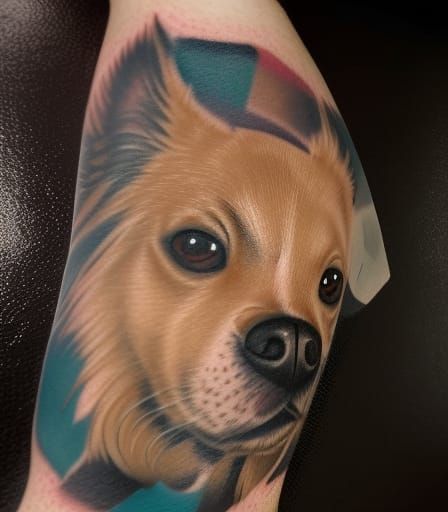 Hyperrealistic Dog Tattoo Concept Art in 8K