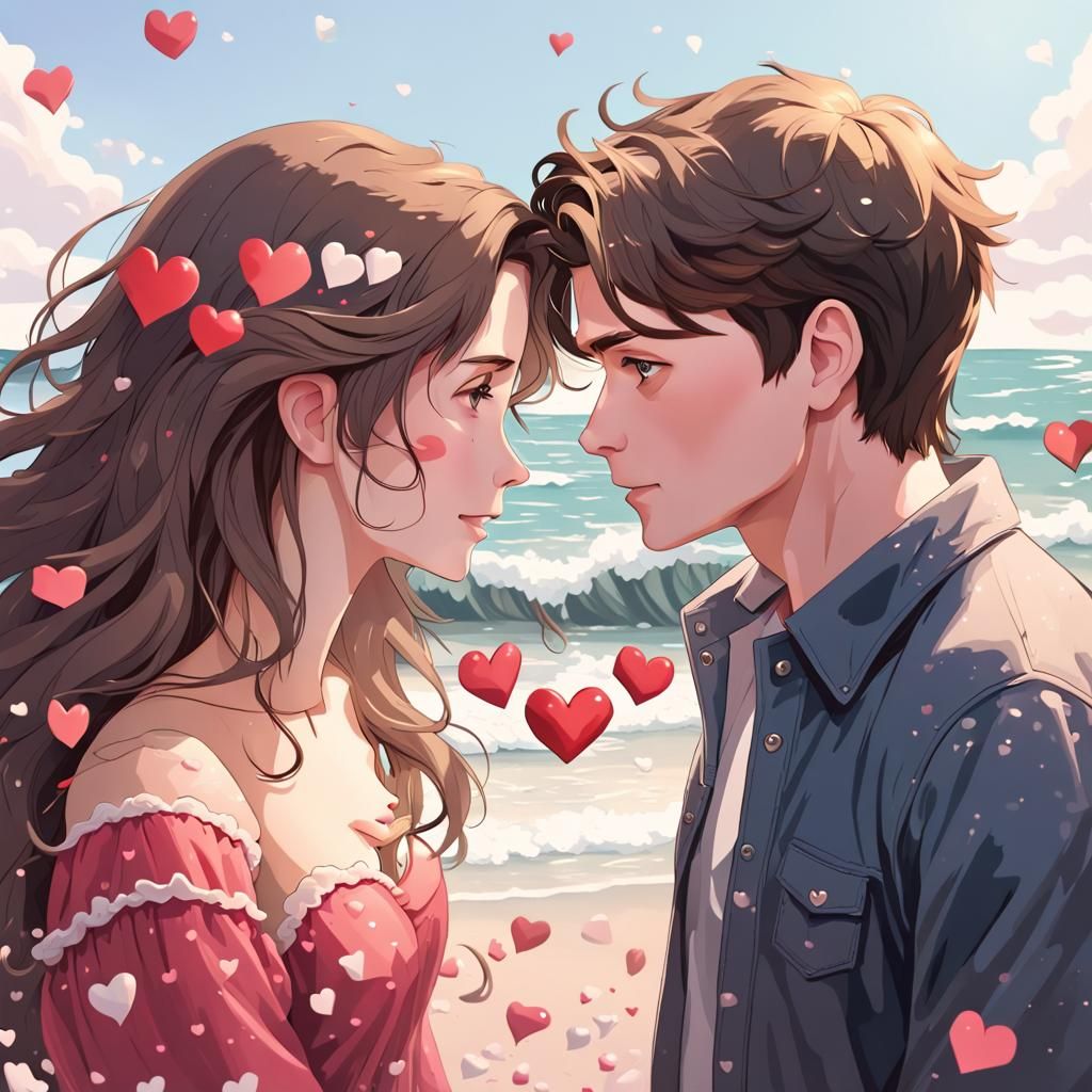 Couple Staring at Each Other on a Beach