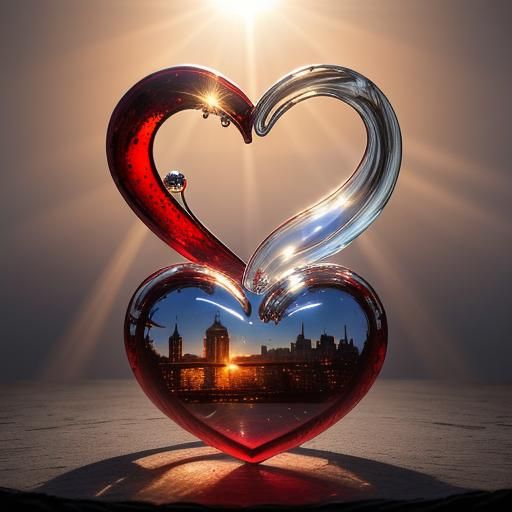 Fragile Red Glass Heart in Sunlight: CGI Fine Art