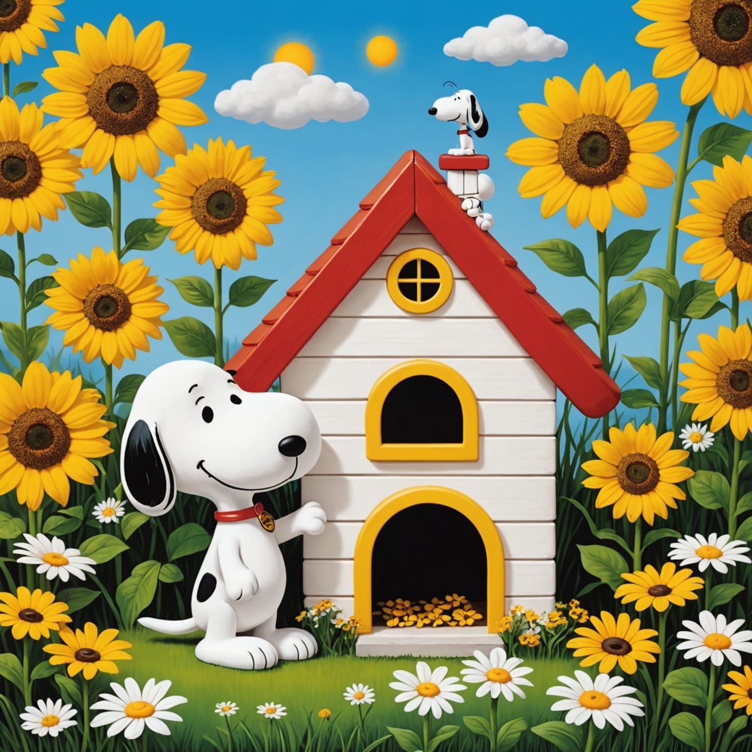Snoopy's Sunny Dog House with Flowers