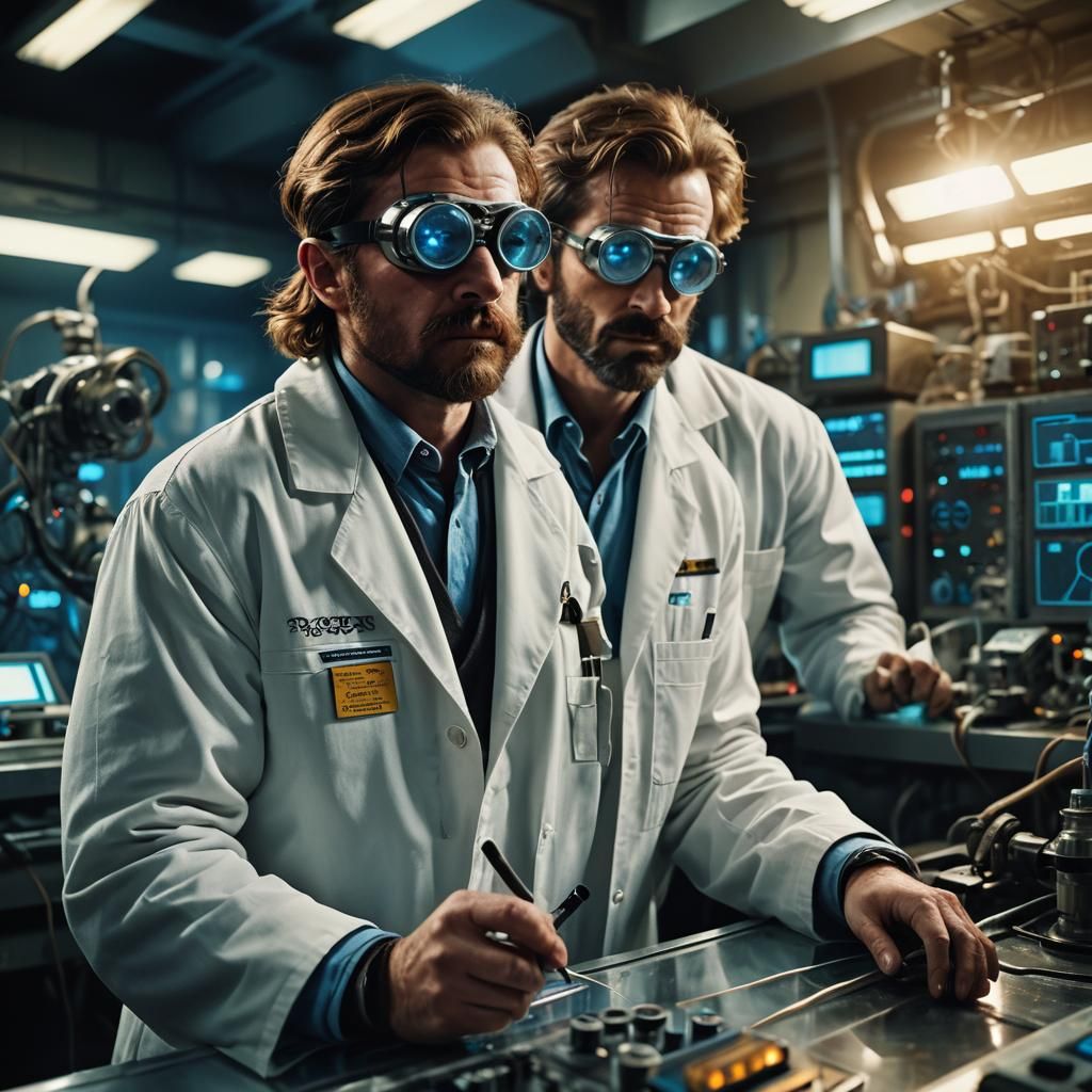 Dwarf Scientist in Dimly Lit Lab, Cinematic Film Still