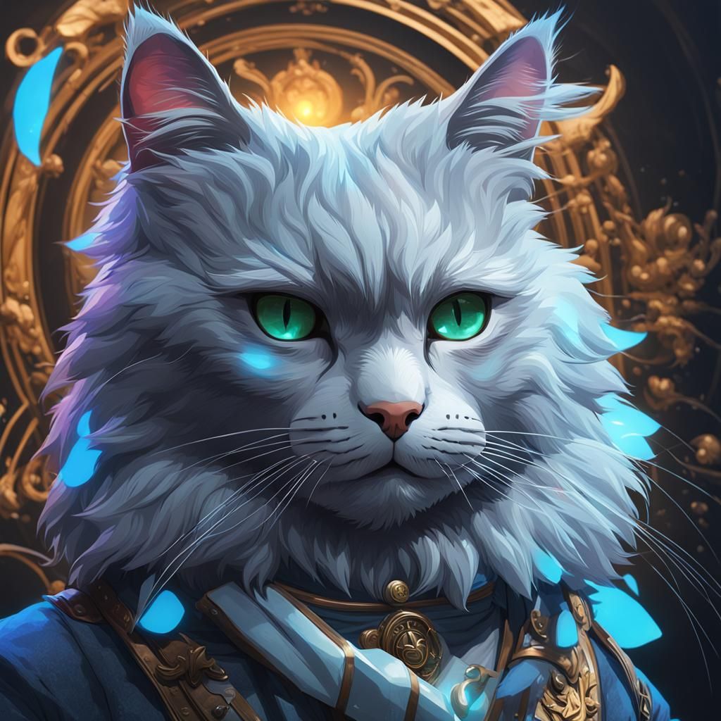 Hyperrealistic Cat Portrait in Dark Environment