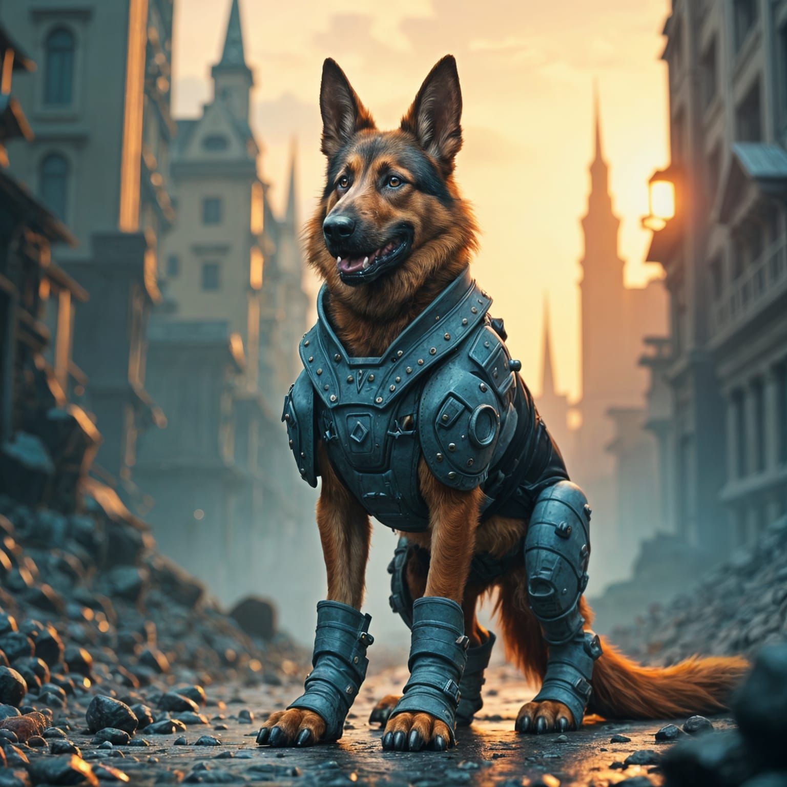 German Shepherd Eats the World: Fantasy Art