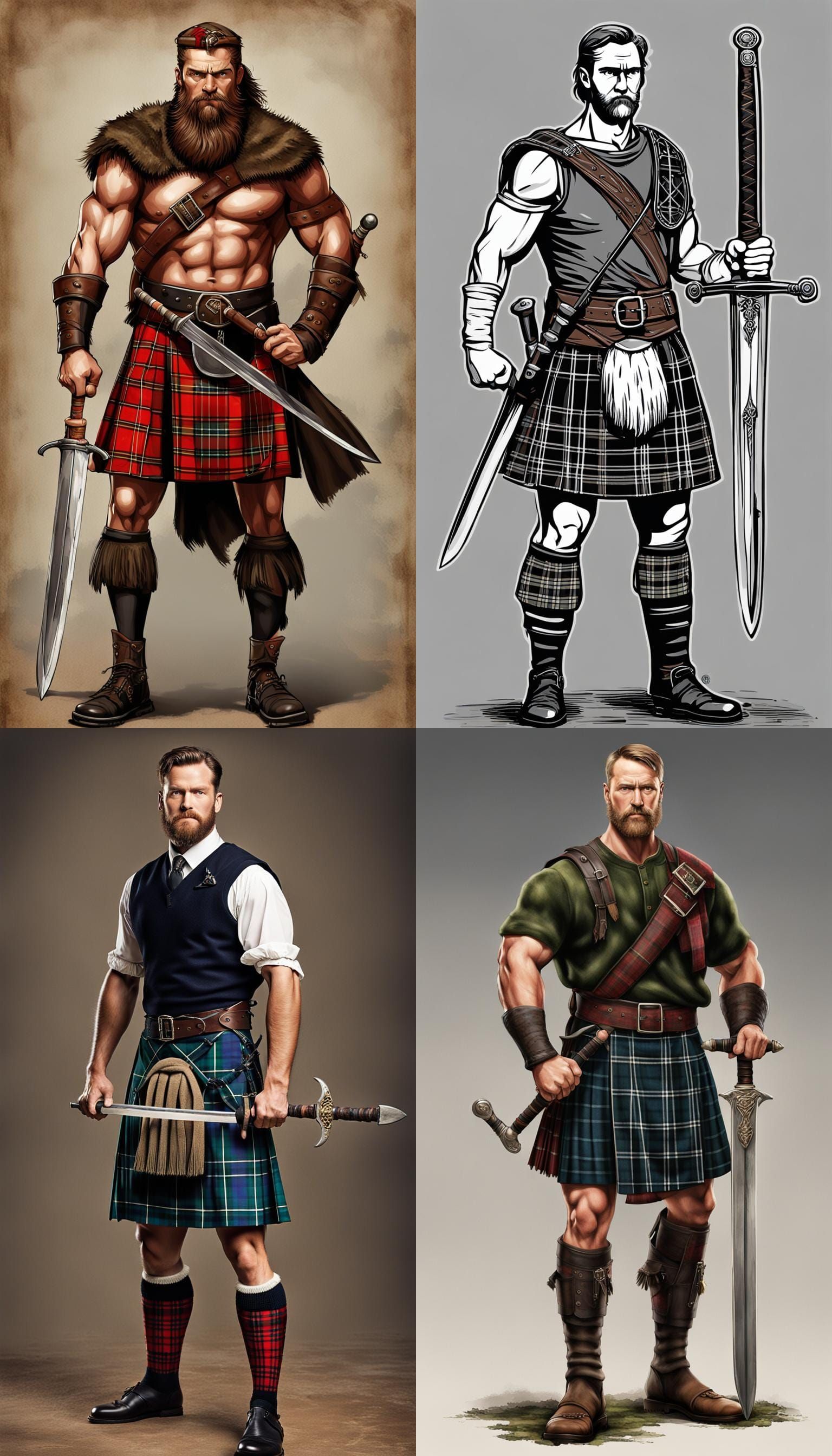 Proud Scottish Highlander with Claymore Sword