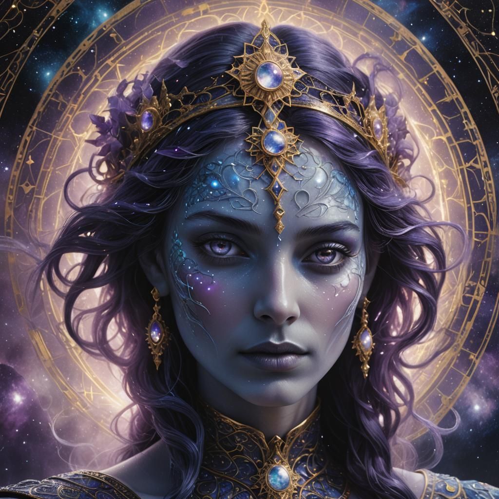 Ethereal Being Floats in Space: Tarot Card Art