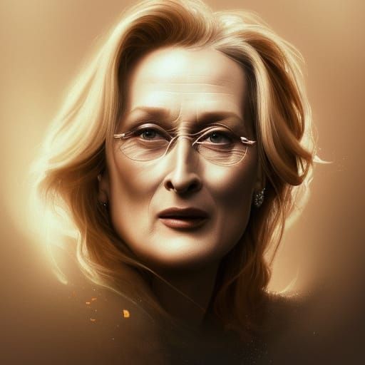 Meryl Streep Portrait in Hyperdetailed Style