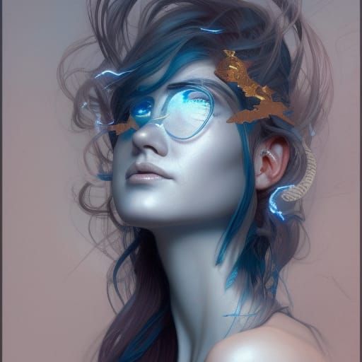 Science and Philosophy Angel Portrait in Hyperdetailed Style