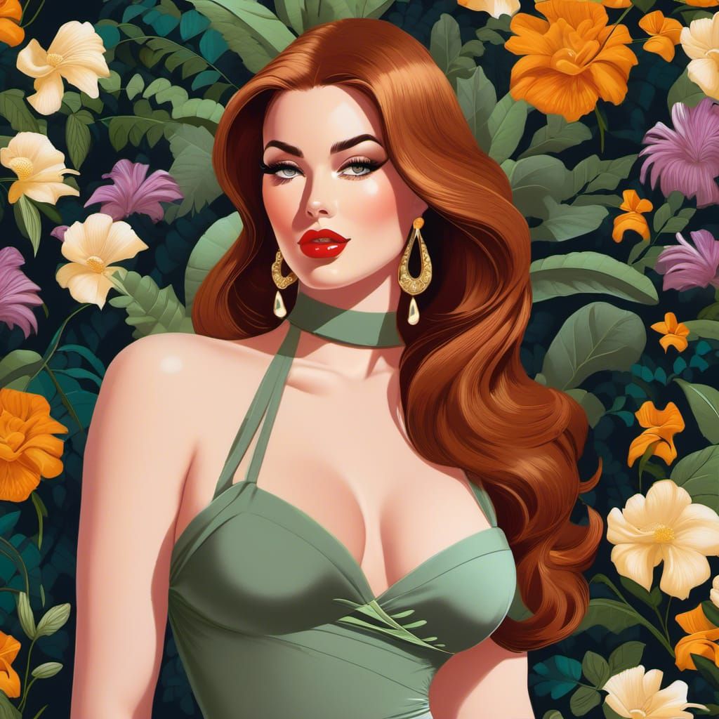 Mystic Garden Walker: Hyperdetailed Charcoal Drawing