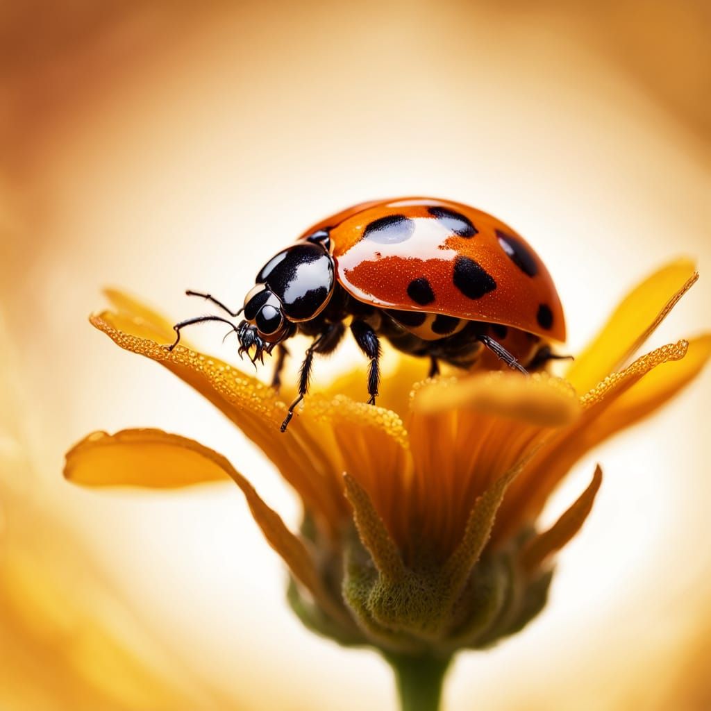 Honey Ladybug on Flower: Whimsical Concept Art