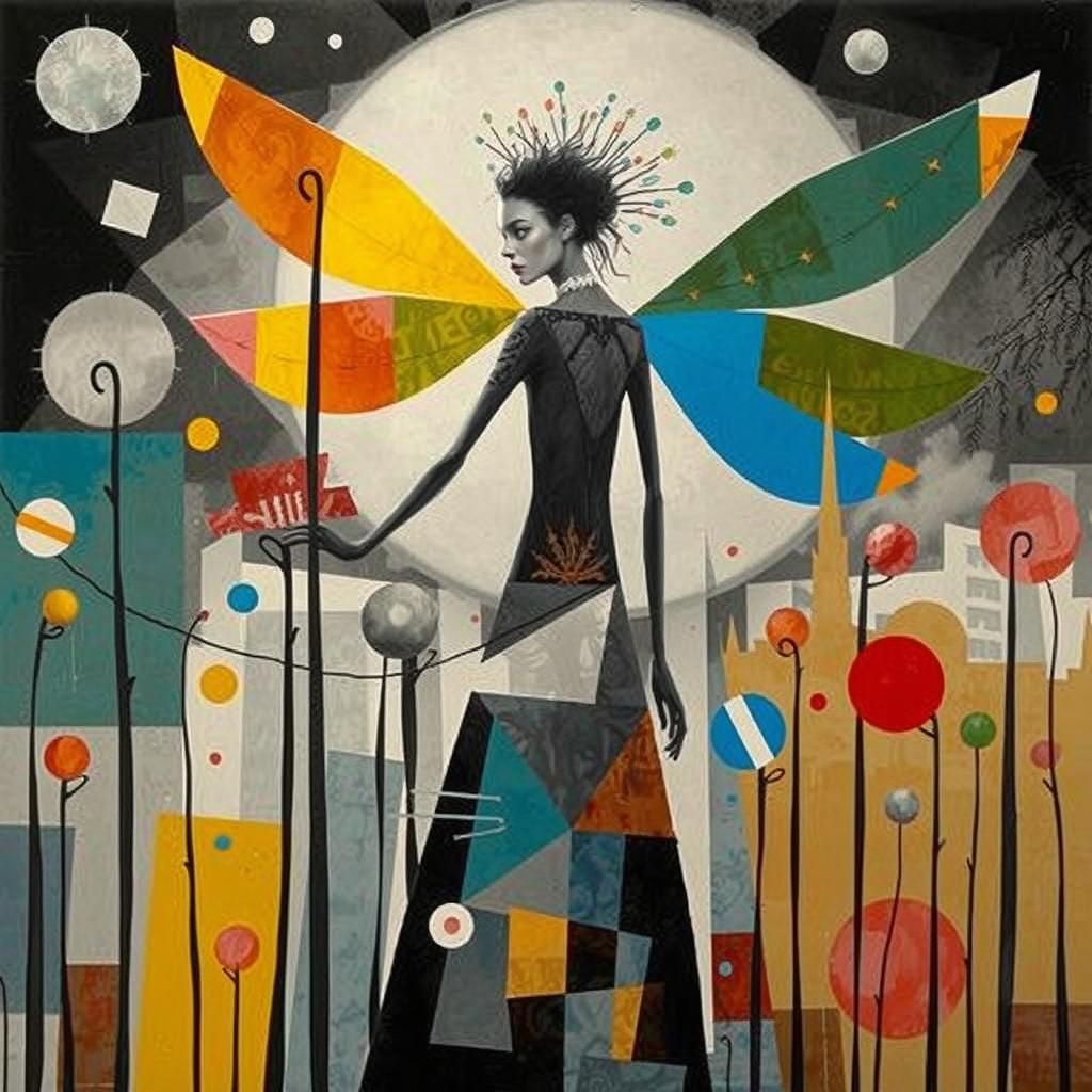 Monochrome Goth Portrait in Dada Style