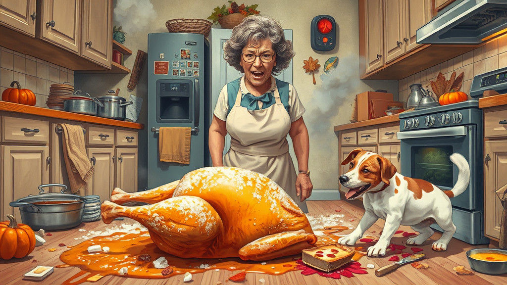 Thanksgiving Kitchen Disaster in a Comical Style
