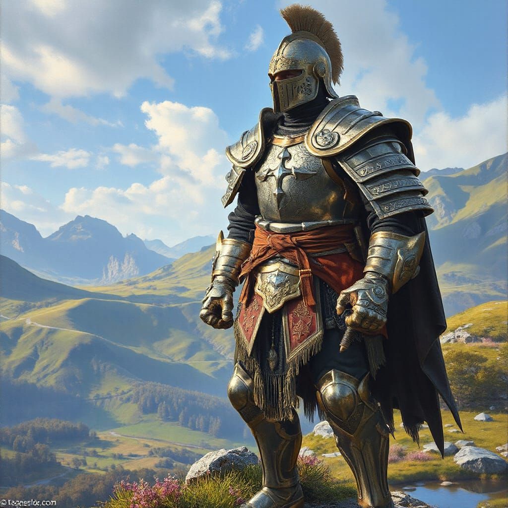 Heroic Warrior in Dream Landscape: 3D Game Cover Art