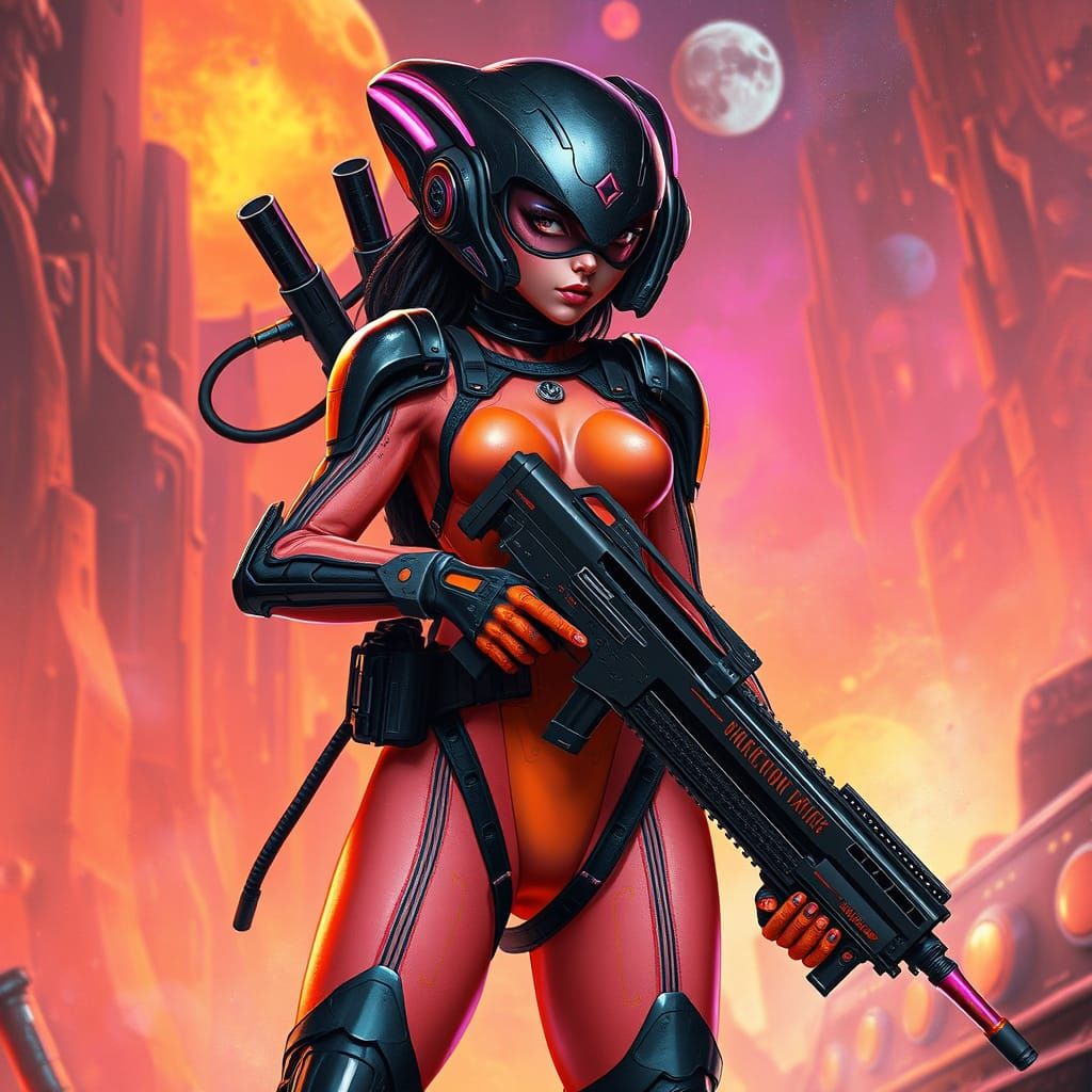 Sci-Fi Alien Mercenary in Cyberpunk Style