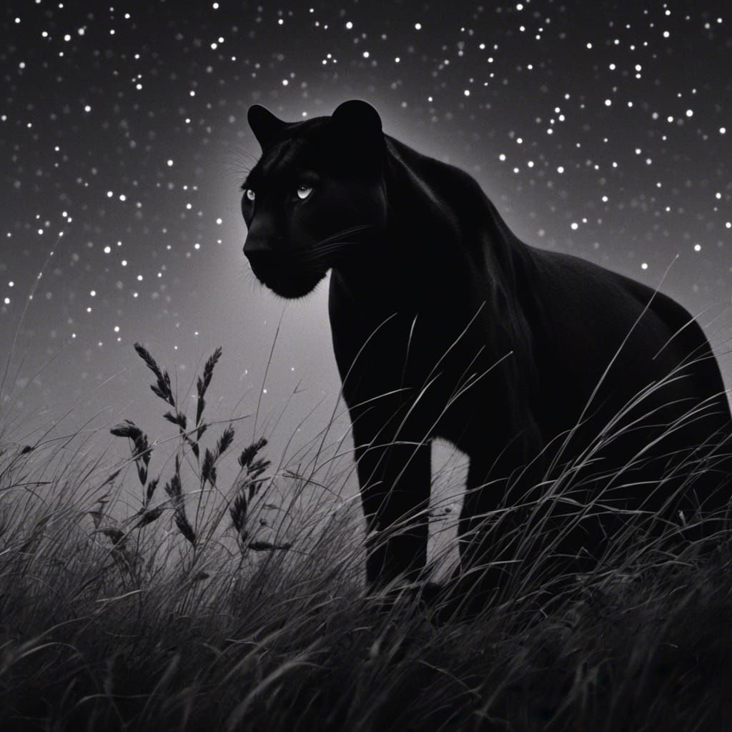 Monochrome Macro Panther Watches Stars at Night