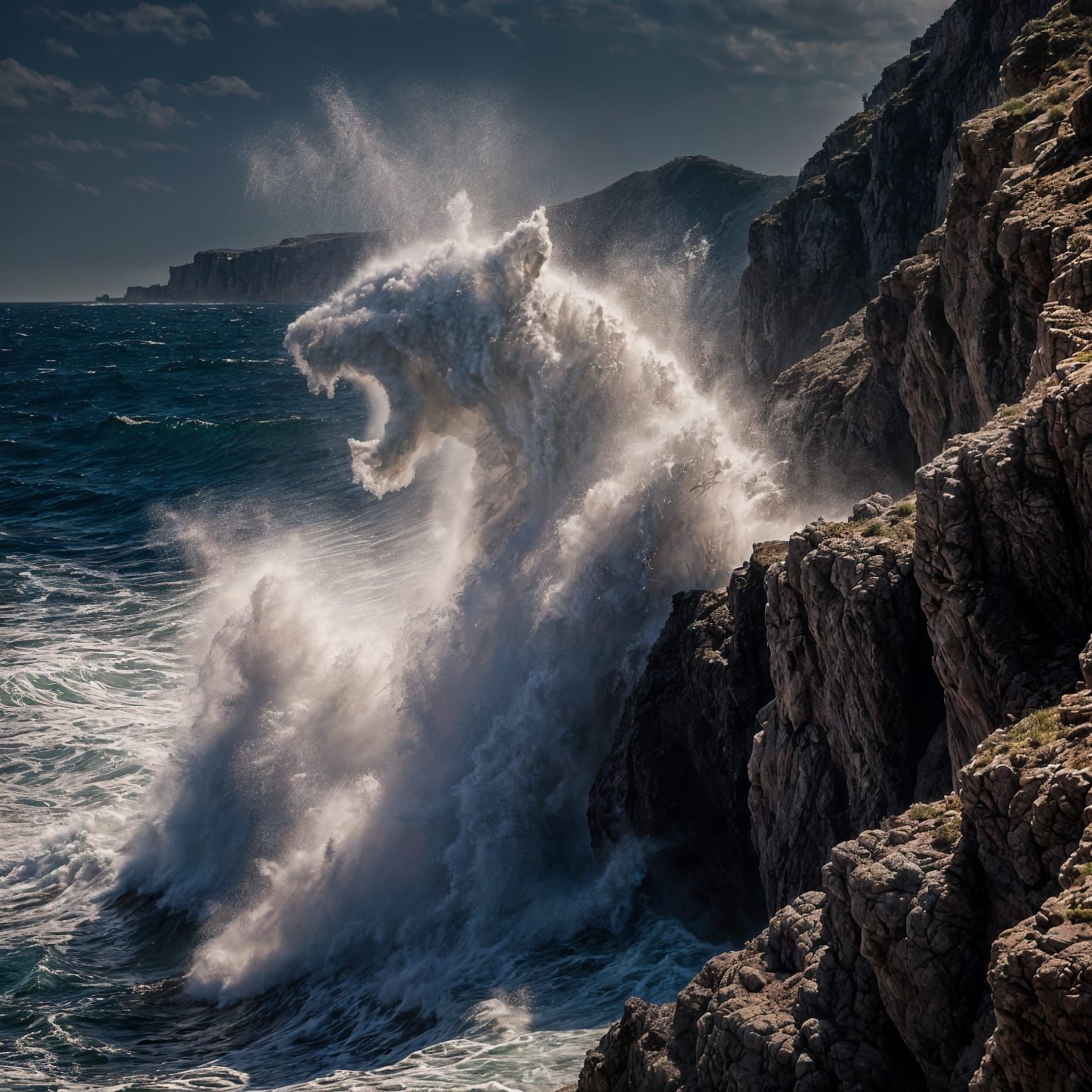 Wave Creates Tiger Silhouette on Almeria Coast