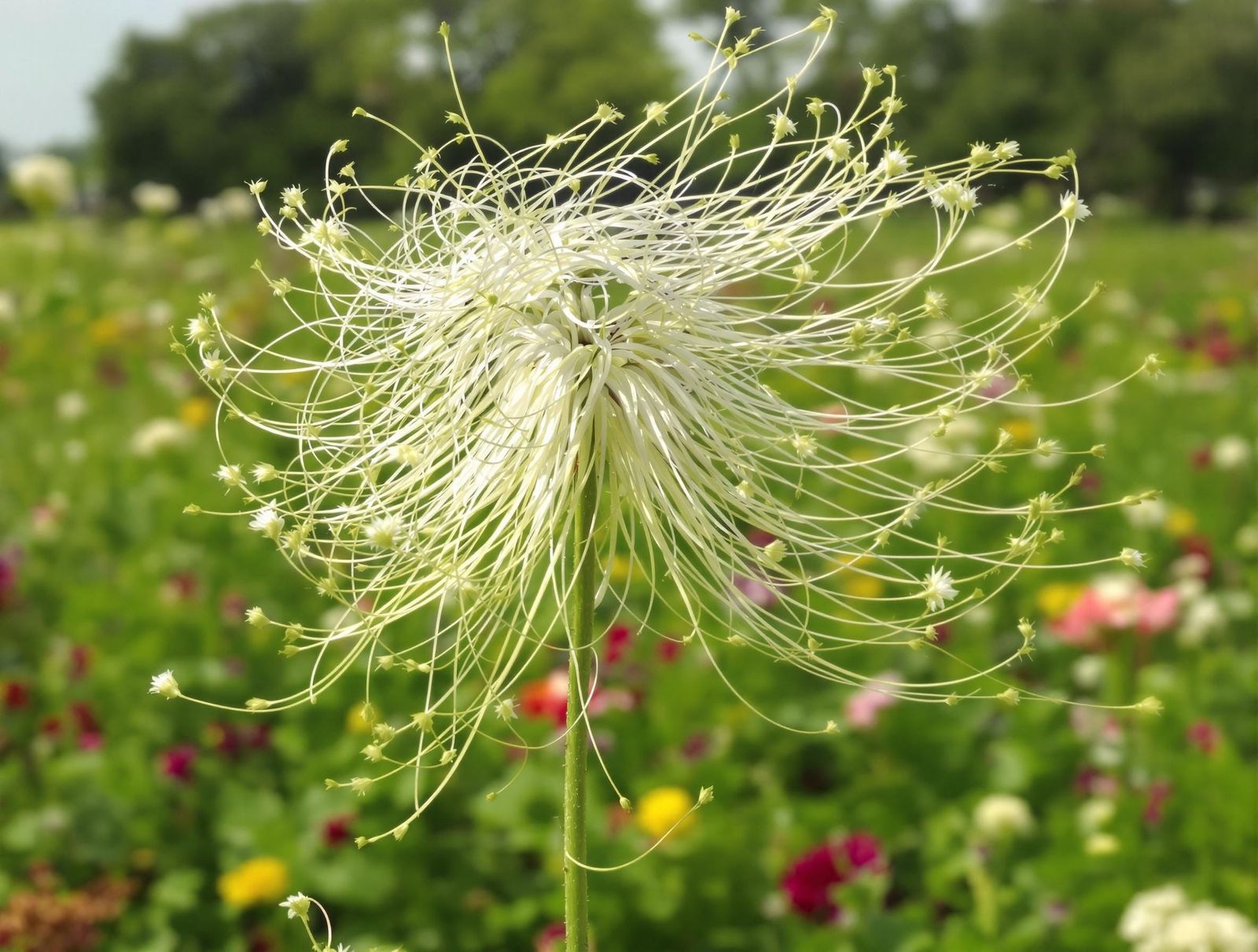 Flower Woman in Wind-Swept Field