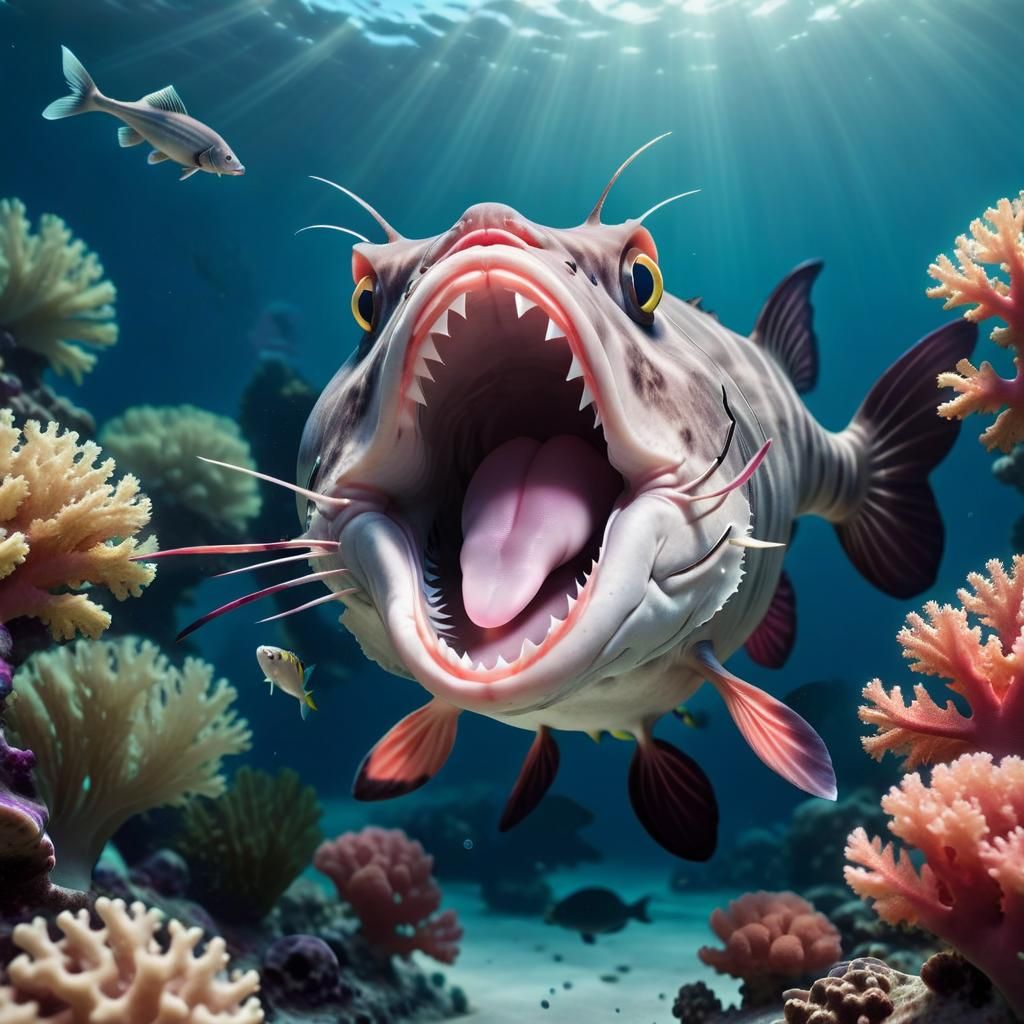 CGI Catfish in Coral Reef Seascape