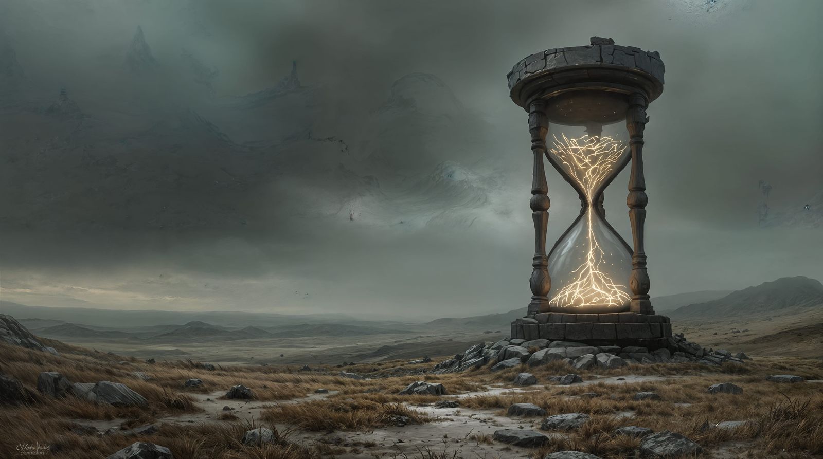 Ethereal Hourglass on Windswept Moor