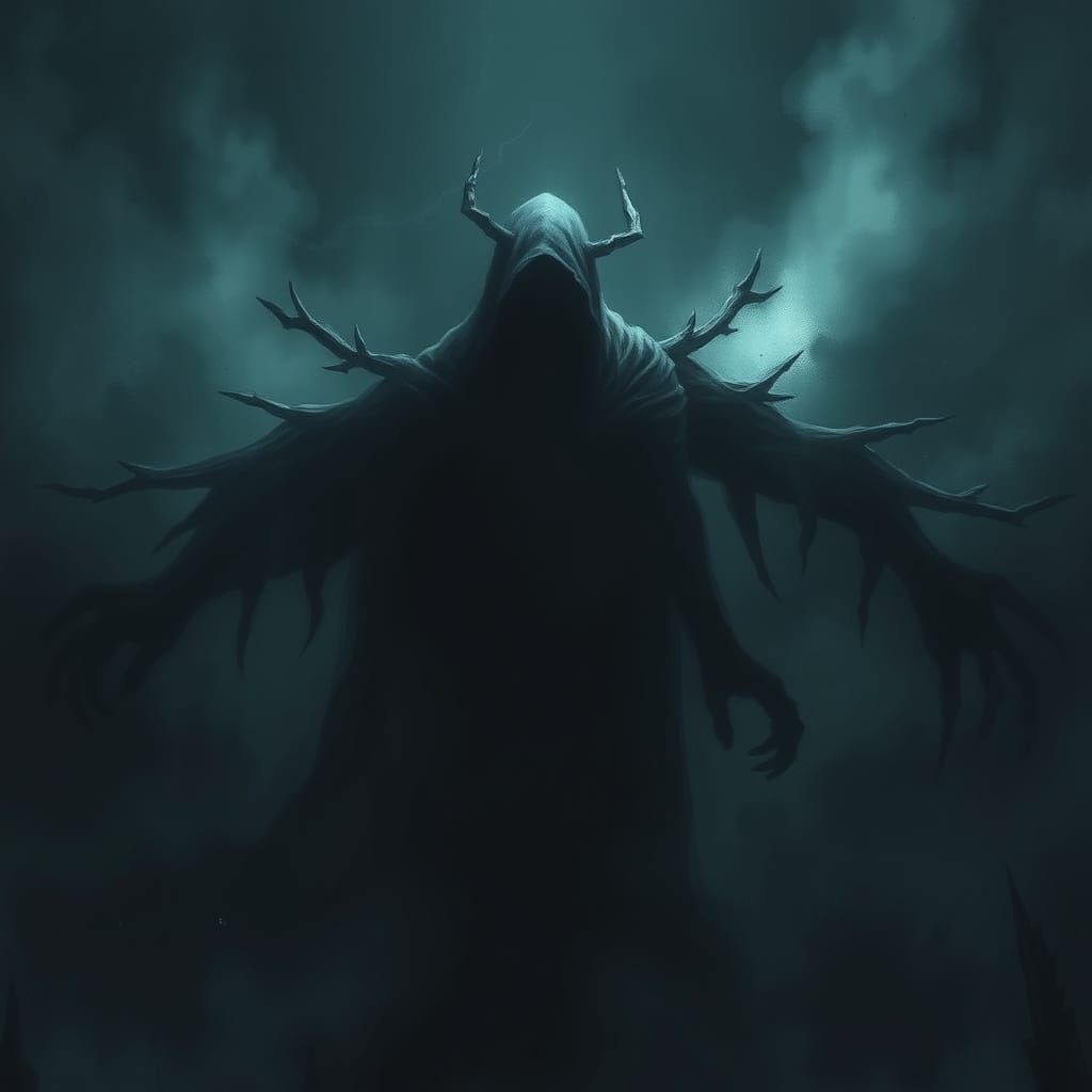 Ominous Figure Shrouded in Shadows, Noir Style