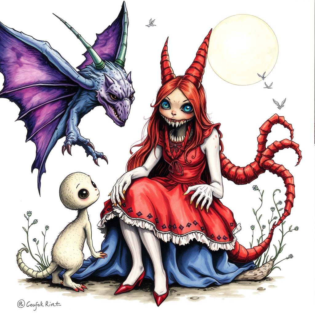 Fairytale Monsters in Ink, Oil, and Watercolor