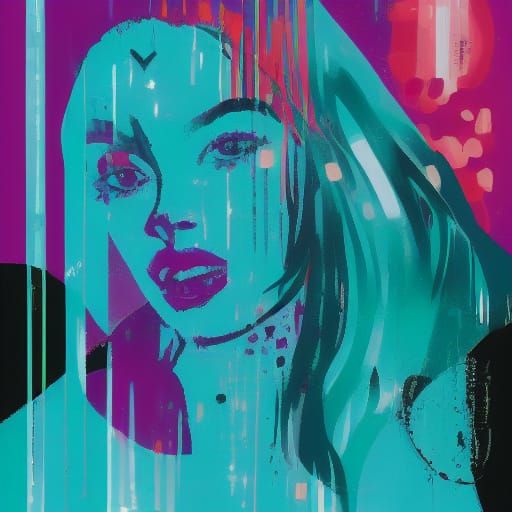 Impressionistic Portrait with Anime Eyes and Pop Art Bokeh