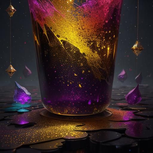 Long chimes abstract painting dotted sparkles gilter shiney ...
