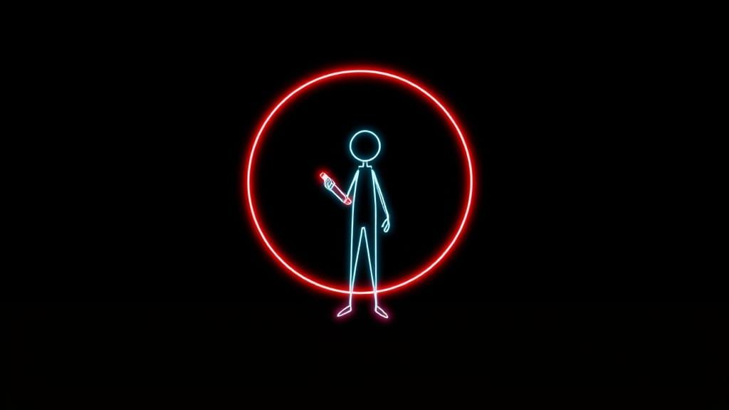 Neon Stick Figure in Futuristic Line Art