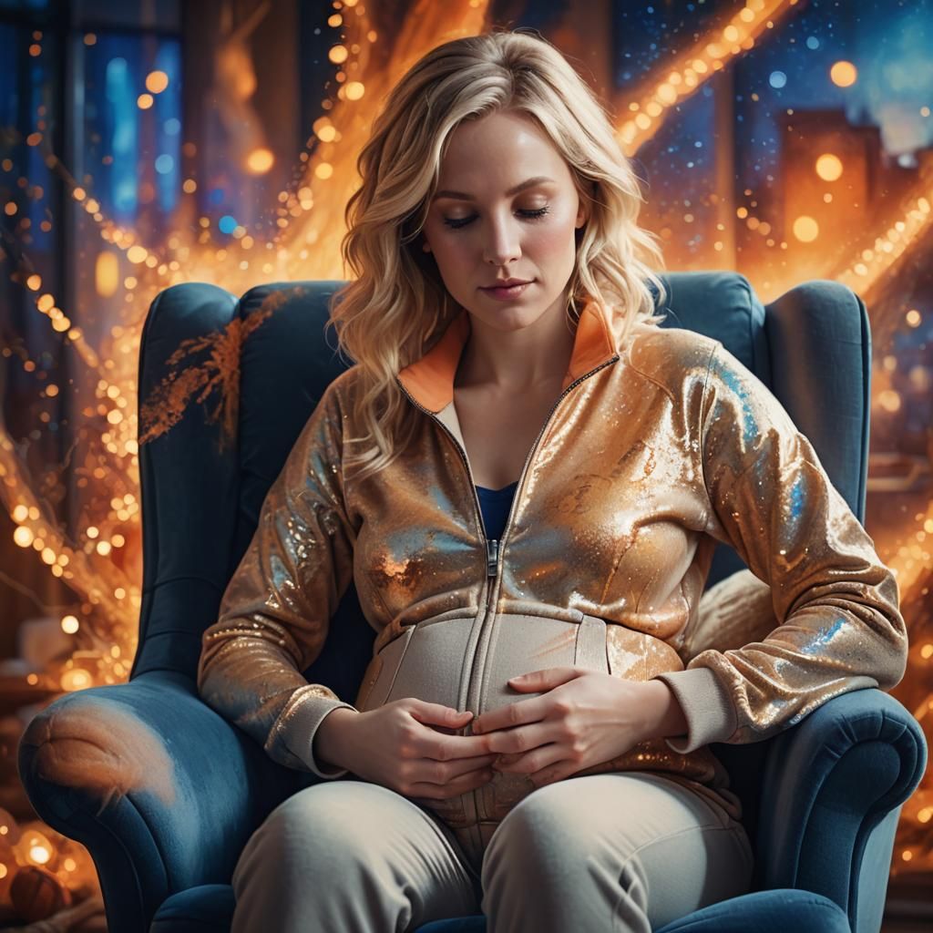 Pregnant Woman in Armchair: Matte Painting