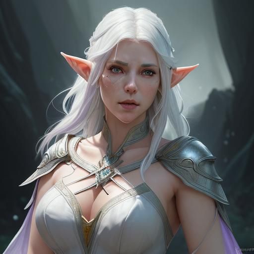 Elven Archer Portrait in Hyperdetailed Splash Art Style