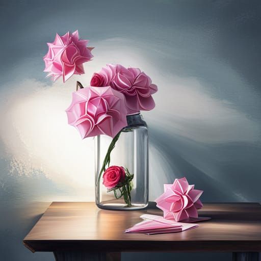 Origami Roses in Industrial Control Room