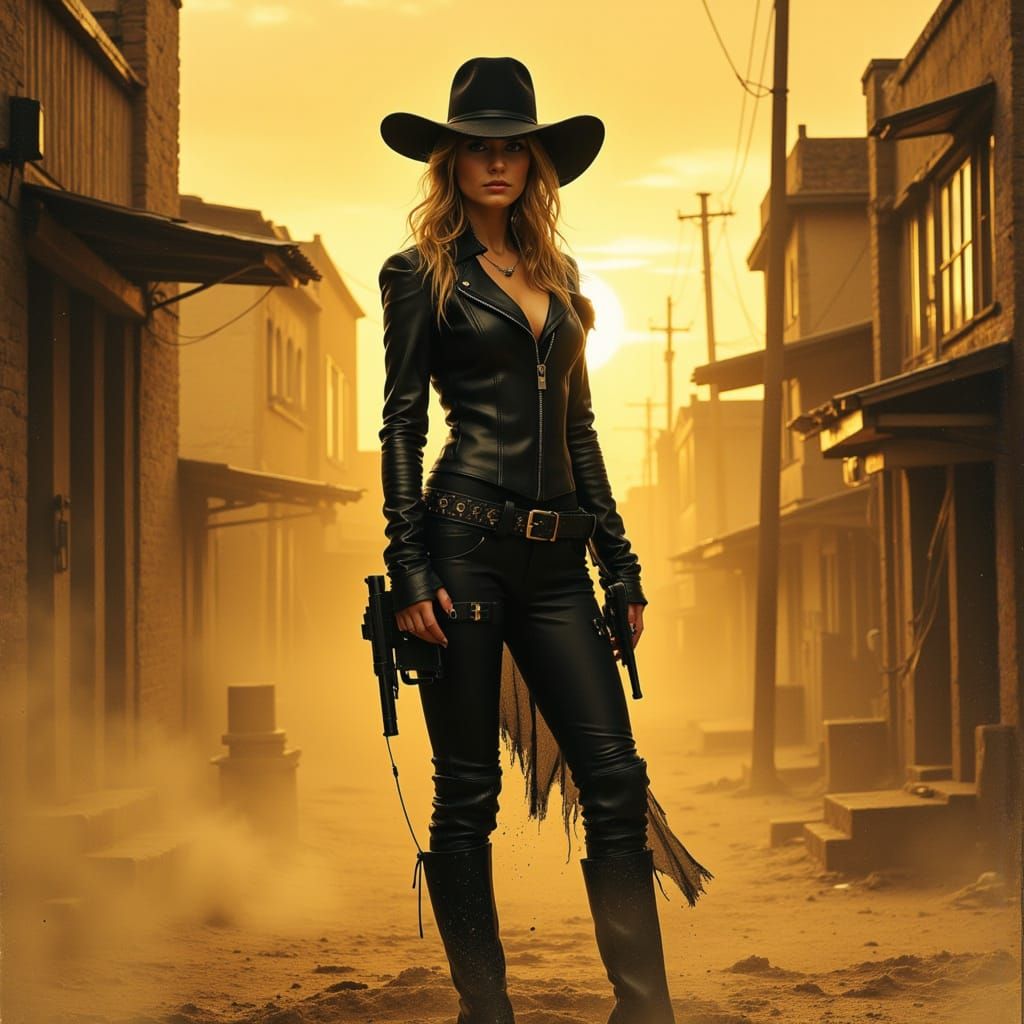 Dust and Leather Neo-Western Femme Fatale Poster