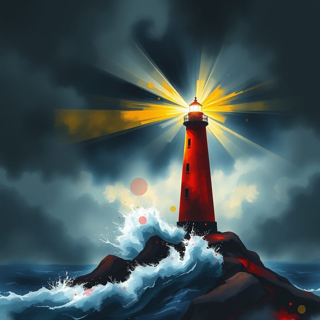 Luminous Lighthouse in Turbulent Skies