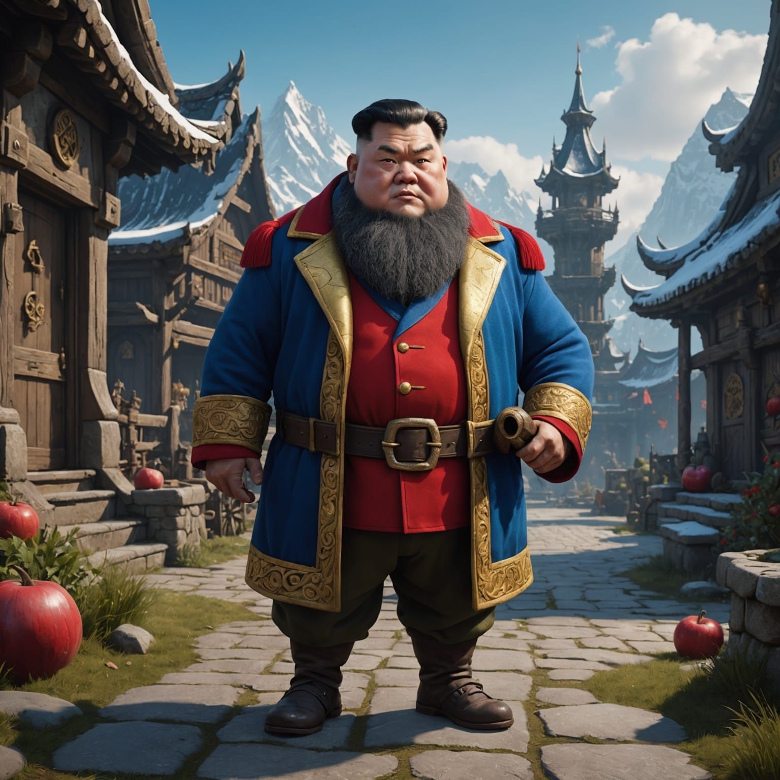 Kim Jong Un as Grumpy Dwarf: Detailed Matte Painting