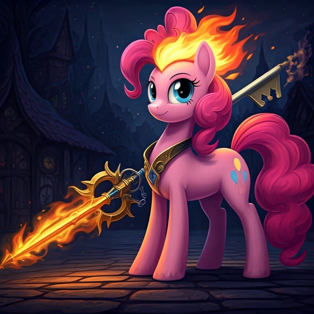 Whimsical Anime-Inspired Keyblade Wielder, Studio Ghibli Sty...