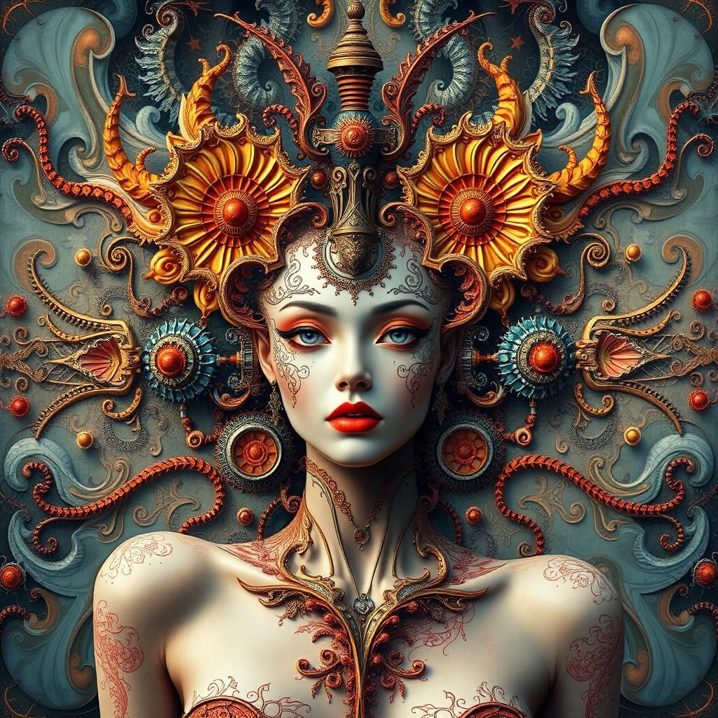 Fractal Elegance: Abstract Surreal Supermodel Squadron