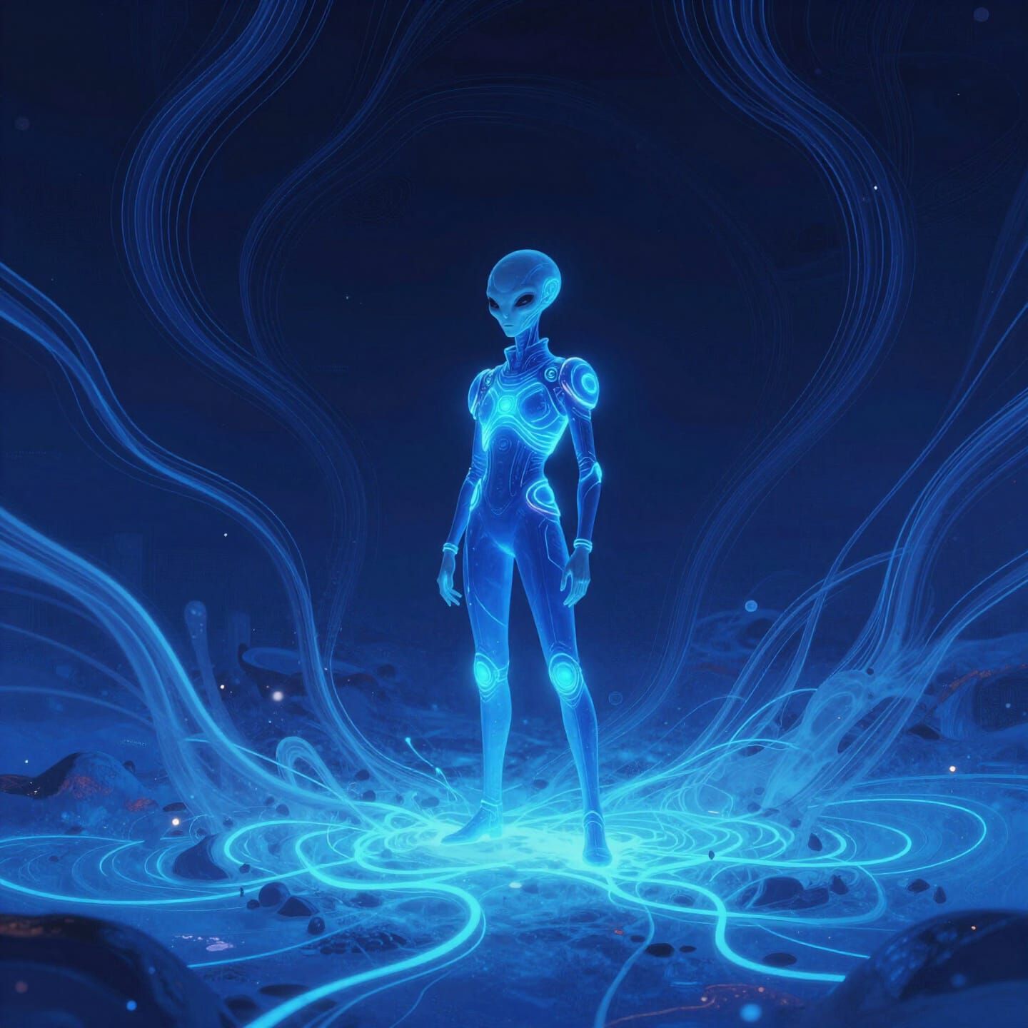 Alien Explorer in Psychedelic Visionary Art Style