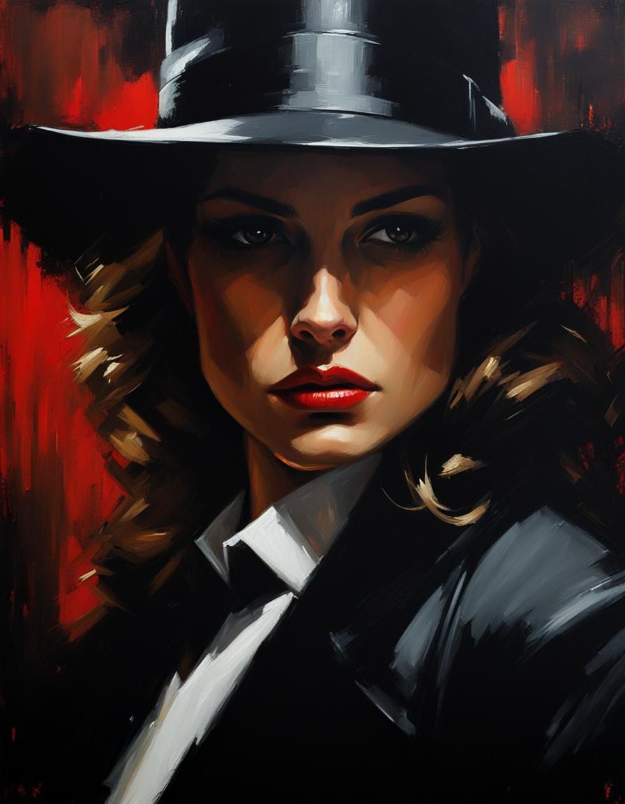 Mysterious Detective Portrait: Elegant and Moody Painting