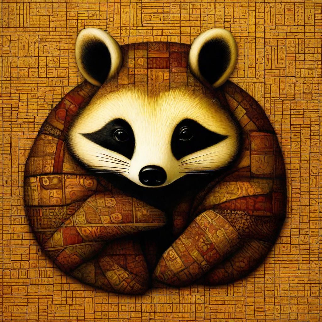 Patchwork Badger in Surrealist Style