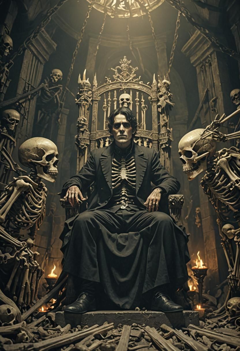 Dark Fantasy King on Throne of Bones
