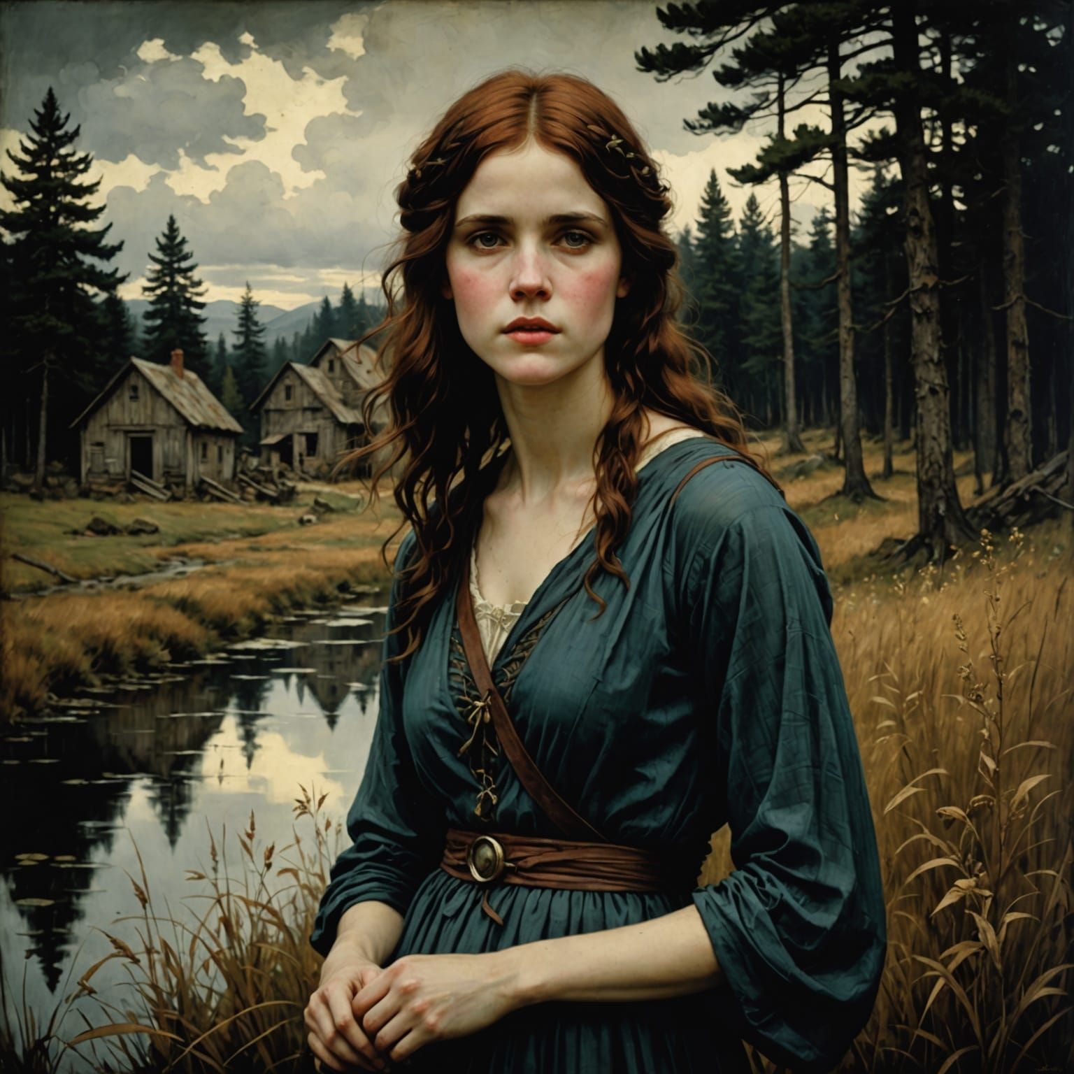 Stormy Landscape with a Female Figure in a Field