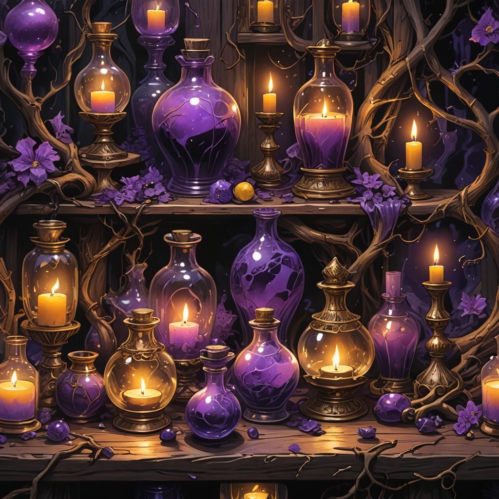 Mystical Alchemy Desk in Dark Fantasy Style