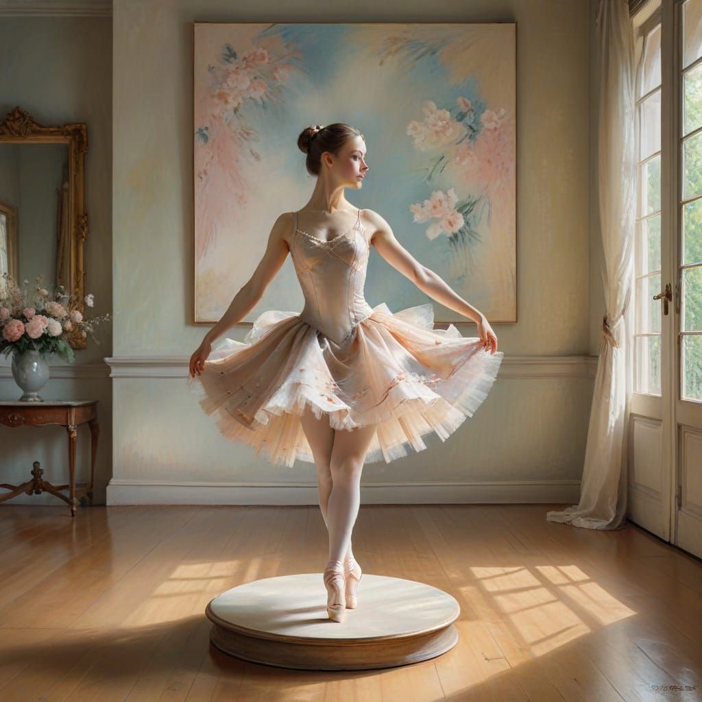 Elegant Ballerina in Soft Watercolor Hues