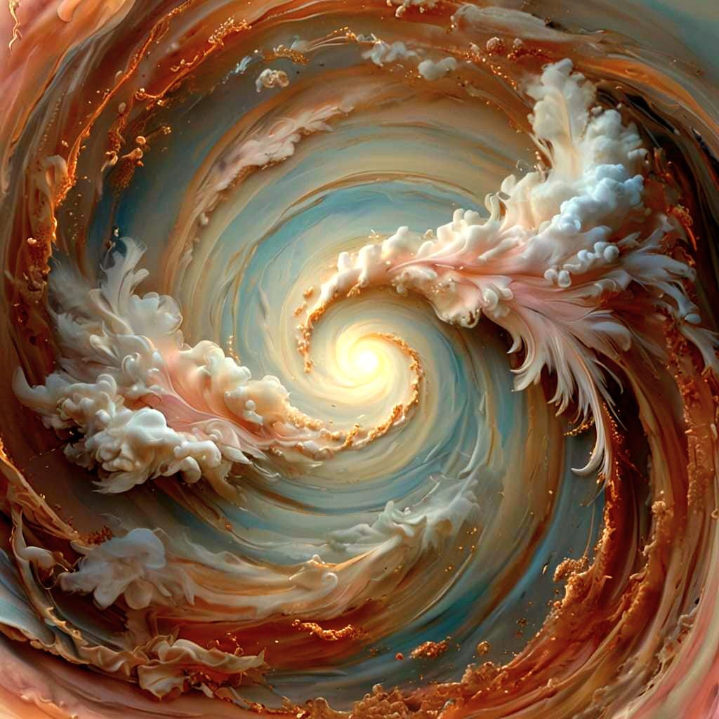 Dreamy Surrealism: Person in Swirling Clouds