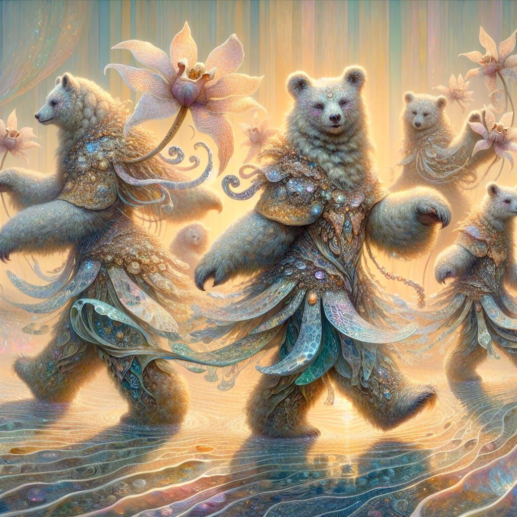 Dream Realm: Bear-Orchids in Sea Glass Attire