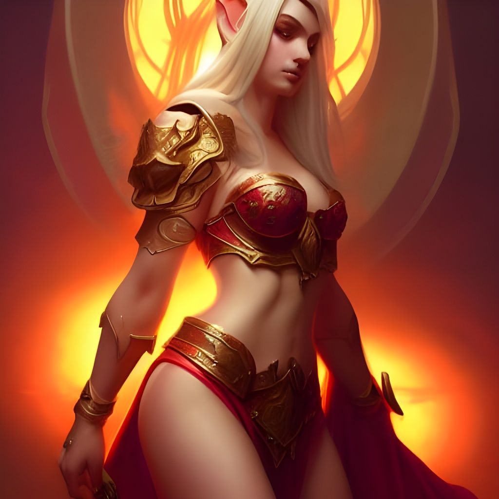 Blood Elf Paladin: Sensual Art in Orange and Teal