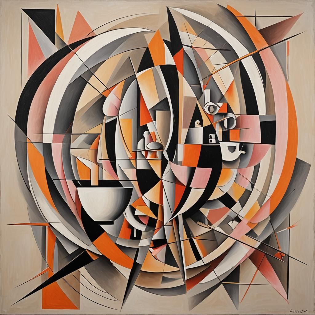 Abstract Geometric Forms in Acrylic and Oil