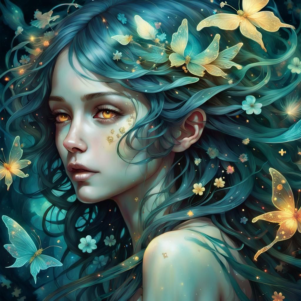 Bioluminescent Fairy in Firefly Forest Puzzle