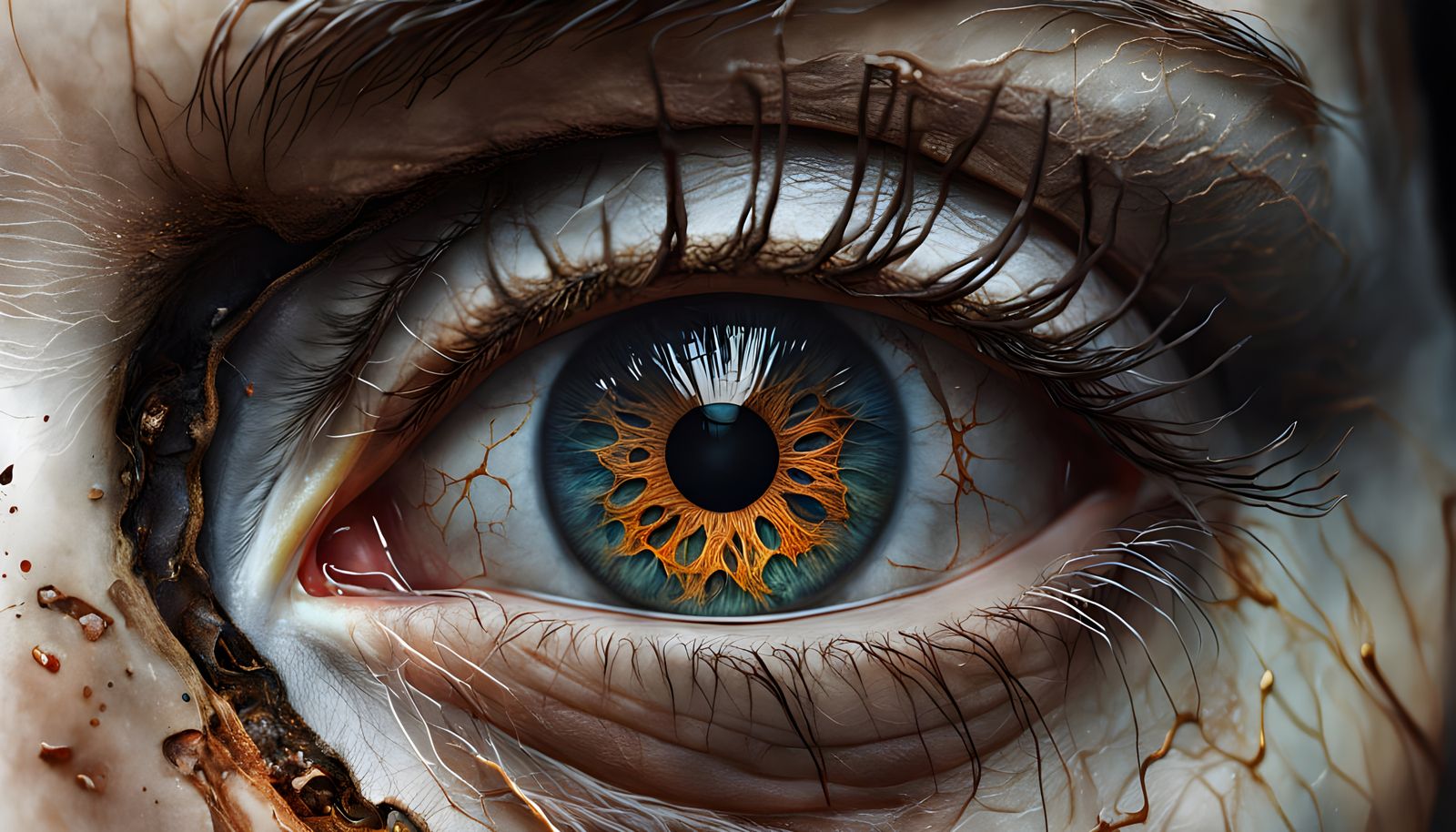 Dissected Eyeball Art in Golden Light