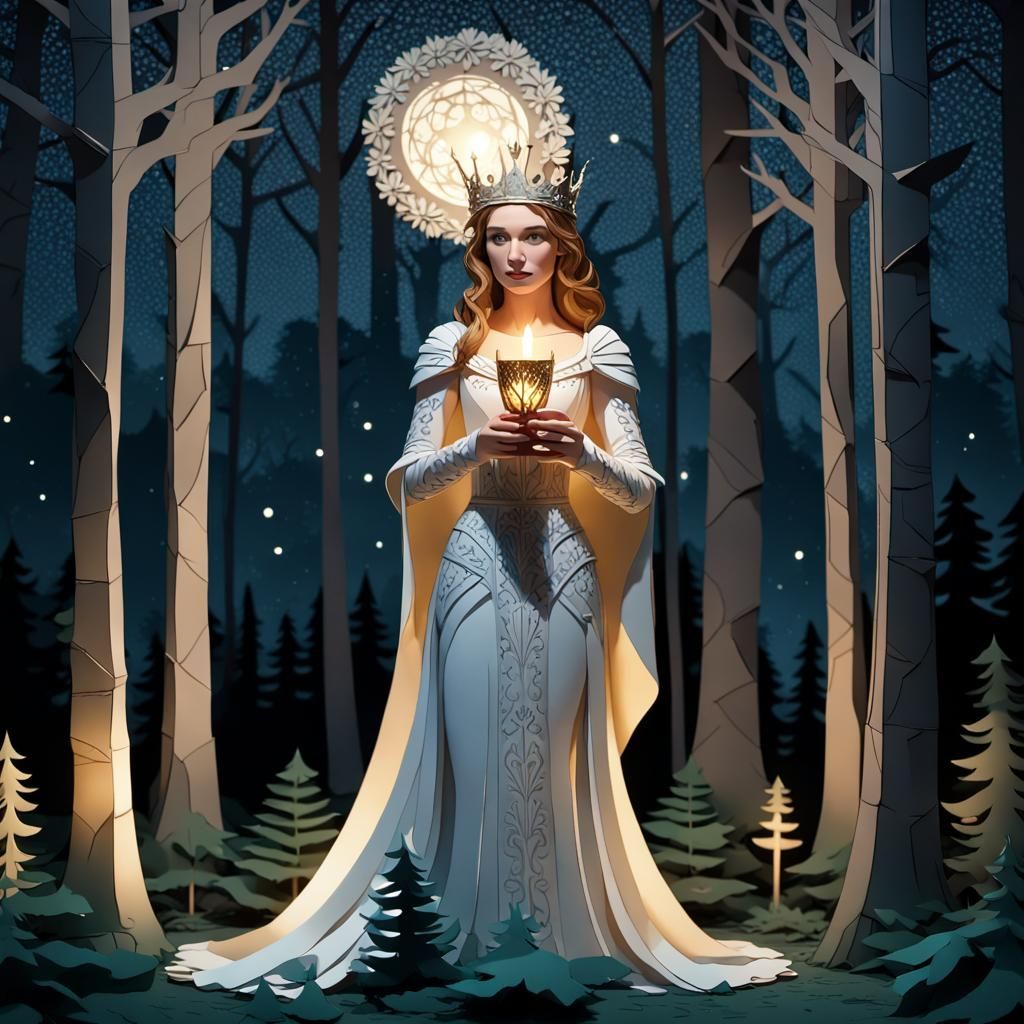 Guinevere with Holy Grail Papercraft